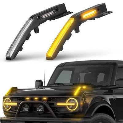 LED Hood Handle Lights Compatible with 2021-2026 Ford Bronco | Only fit 2/4-Door, Amber Sequential Turn Signal Light with DRL, Upgrade Trail Sight Lights