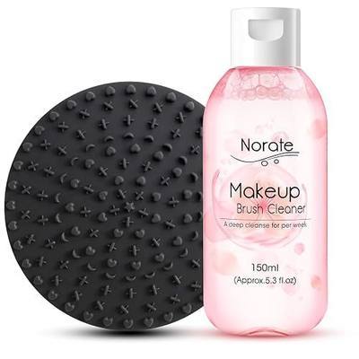Norate Makeup Brush Cleaner, Make Up Brush Cleaner Cleanser Solution + Brush Cleaner Mat, Make Up Cleaner for Brushes, Sponges, Deep Clean Brush Shampoo, Gentle Formula Cruelty Free & Vegan 2Pcs Set