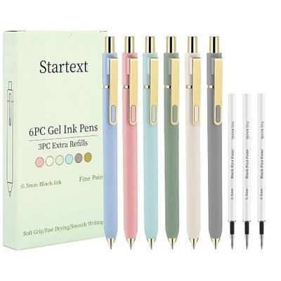 Gel Pens 6-Pack with Extra 3 Refills, 0.5mm Black Ink Fine Point Smooth Writing Pens, Quick Dry Ink No Smudge, Retractable Pens for Journaling Note Taking,Gift for Nurses,Teachers (Morandi- 6 Pcs)