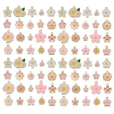 WOCRAFT 40pcs 20 pairs Assorted Enamel Bracelet Flower Charms for Jewelry Making DIY Necklace Bracelet Earrings Keychain Crafting Charms Kit Crafts (Pink Flower-SN1725)