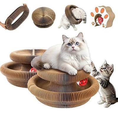 2PCS Kitty Curls Cat Toy,Foldable Magic Organ Cat Toy,Magic Organ Cat Scratcher Board,Foldable Recyclable Cat Accordion Toy for Indoor Cat Playing,Interactive Scratch Pad with Toy Ball
