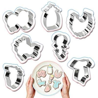 KickFry Baby Shower Cookie Cutters Set Stainless Steel Biscuit Cutters | 7Pcs Baby Shower Cookie Cutters Set for Home Bakers & Gender Reveal, Baby Shower Party, Sandwich Press, Sugar Cookies