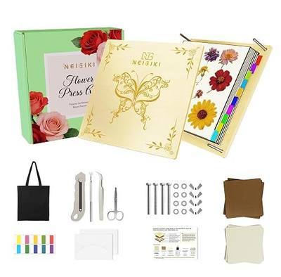 NEIGIKI All-in-One 10-Layer Flower Press Kit | 11" Solid Wood, 26 Blotting Sheets & Full Tool Set, DIY Bookmarks/Resin/Cards, Preserve Flowers, Ideal Gift for Craft Lovers