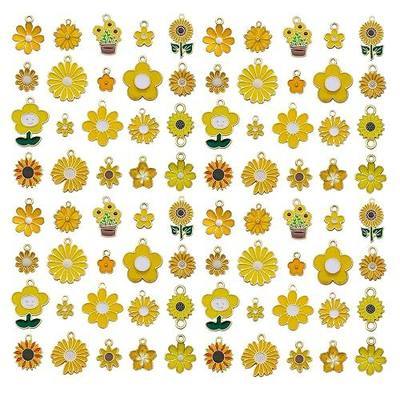 WOCRAFT 40pcs 20 pairs Assorted Enamel Bracelet Flower Charms for Jewelry Making DIY Necklace Bracelet Earrings Keychain Crafting Charms Kit Crafts (Yellow Flower-SN1730)