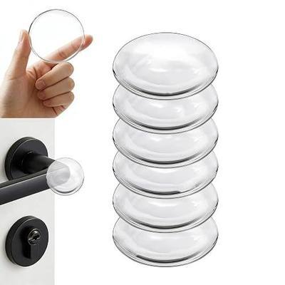 Clear Self-Adhesive Round Door Stoppers, 6-Pack | Silent Shock-Absorbing Wall Protectors, Reusable Knob Bumpers for Cabinet & Door, 2" Diameter