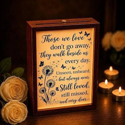 Sympathy Gifts for Loss of Loved One, LED Wood Memorial Shadow Box, 3 Lighting Modes, Bereavement Condolences Remembrance Gifts, 7.4''x5.5''x2.1''