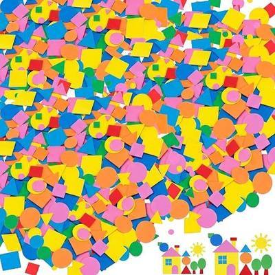 Foam Shapes for Crafts About 1000Pcs, Self-Adhesive EVA Foam Geometric Shapes Bulk Set, 3D Stickers Assorted Sizes for Classroom Art Projects & DIY Decorations