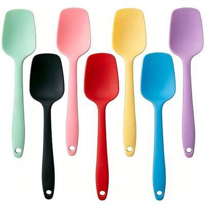 Silicone Spatulas 7Pcs, 8.2 Inch Small Spoon Spatula Set, BPA-Free | Heat Resistant 572℉, Seamless One Piece Design, Non-Stick, Baking Mixing Tool, Dishwasher Safe for Cooking, Baking