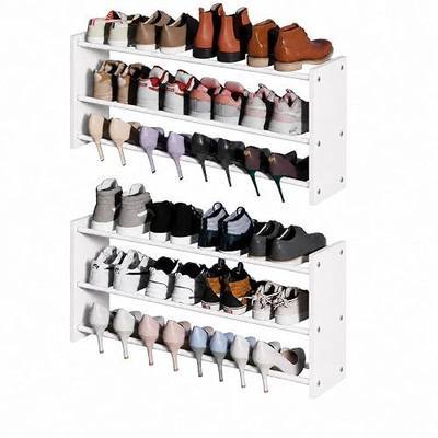 2 Pack 3 Tier Wall Mounted Shoe Rack, 17"-30"Adjustable Hanging Shoe Rack | Holds 24 Pairs, Small Wall Shoe Storage Organizer, Shoe Shelf For Closet, Entryway, Hallway, Bedroom (White)