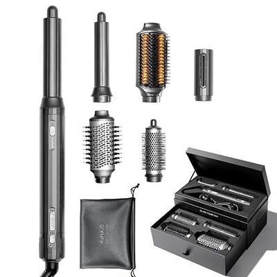 GLAMUP FusionPro 6-in-1 Hot Air Styler & Thermal Brush, 2X Coanda Wrap Curler with 1.25" Barrel for Better Suction & Long-Lasting Curls, Dual-Power Fast Shiny Straightening, Sleek Black Set