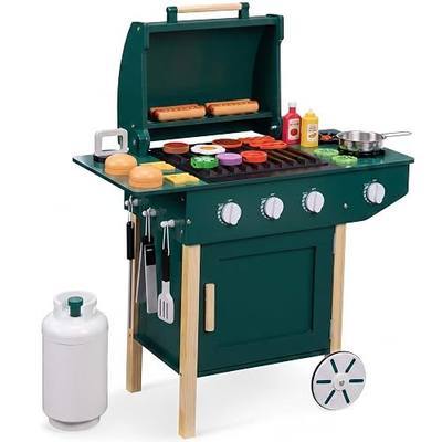 Best Choice Products Kids BBQ Grill Playset, Wooden Play Kitchen Toy with 28 Accessories, Realistic Toy Grill with Clicking Knobs, Side Burners & Storage, Indoor/Outdoor for Toddlers, Boys & Girls