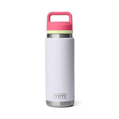 YETI Rambler 26 oz Bottle, Leakproof, Vacuum Insulated, Stainless Steel with Chug Cap, Mist/Pink/Grasshopper