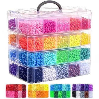 Simetufy 10000Pcs Pony Beads Bulk, 40 Colors for Kandi Bracelet Making | 6x9mm Plastic, Jewelry Hair Braiding Key Chains Lacing DIY Crafts Gifts (5.73lb, Stack Box)