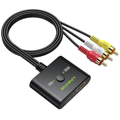 LiNKFOR HDMI Female to RCA Converter with Integrated RCA Cable, HDMI to AV Adapter for Fire Stick, Roku, Chromecast, Supports 1080P NTSC/PAL, Plug and Play for Old TV