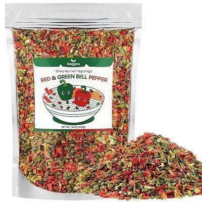 Anggou 14oz Dried Vegetable, Red & Green Bell Pepper Flakes Mix | Dehydrated Bell Peppers for Cooking, Ramen, Soups, Stews & Noodles, Gluten-Free, Low Sodium, Non-GMO