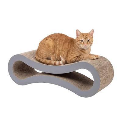 Kitty City Corrugate Cat Scratcher Lounger with Catnip - Cardboard Cat Scratcher Bed, Horizontal Kitty Couch Scratch Pad, Durable Play for Indoor Cats & Kittens - Gray, 34" x 10.5"