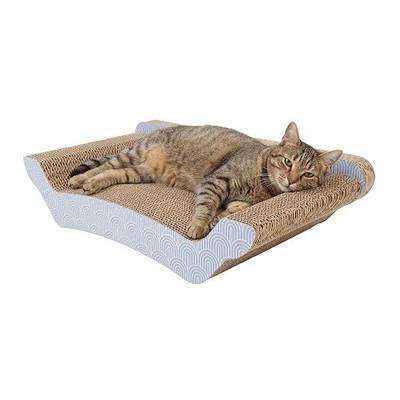 Kitty City Corrugate Sofa Lounger Cat Scratcher - Couch Bed Scratch Pad, Horizontal Nail File Scratch Mat for Indoor Cats, Sturdy Construction Cat Toy - Gray, 17” x 9.5”
