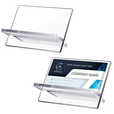 Sintuff 2 Pack Acrylic Business Card Holders, Desktop Card Display Stand | Clear Plastic Business Card Holder for Desk Name Cards Stand Organizer for Exhibition Office Home Restaurant, 50 Capacity