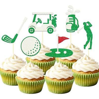 24 Pcs Glitter Golf Cupcake Toppers Ball Carts Cake Picks | Golf Theme Birthday Party, Sports Ball Game Decorations and Baby Shower Decorations Supplies, Glitter