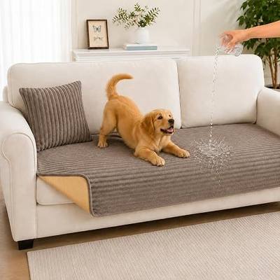 Waterproof Couch Cover for Dogs Non Slip w/Pillow (Khaki, 70.9") | Waterproof Scratch-Proof Pet Friendly Shield Non-Slip Backing Elastic Strap Soft with Pillow Machine Washable Hair Resistant