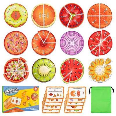 Magnetic Fraction Tiles & Circles Set, Math Manipulatives for Kids Grades 2–5, Visual Fraction Learning Bars for Classroom Whiteboard, Homeschool STEM Teaching Kit