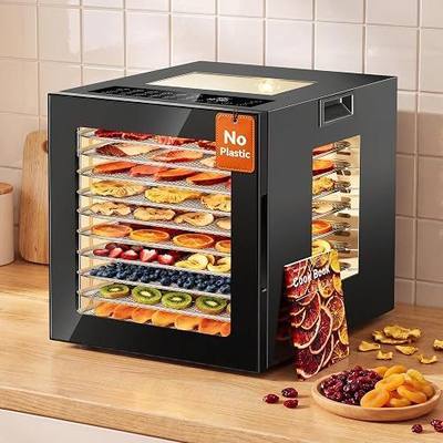 Manastin Food Dehydrator Machine 10 Stainless Steel Trays, 850W Dryer for Meat Jerky, Fruit, Herbs, Yogurt & Dog Treats, 95-167℉ Dehydrated Dryer, 48H Timer, 10 Presets, Overheating Protection, Black