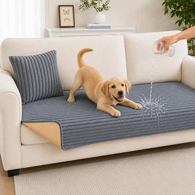 Sofa Covers Washable for Plush Pet Sofa Mat w/Pillow Dark Grey 82" | Waterproof Scratch-Proof Pet Friendly Shield Non-Slip Backing Elastic Strap Soft with Pillow Machine Washable Hair Resistant