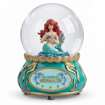 Mermaid Musical Snow Globe, Music Box Snow Globe with Glitter, Wind Up Musical Snow Globe Ocean Theme Decor, Mermaid Snow Globe Gift for Girls, Birthday, Collectible Home Decor