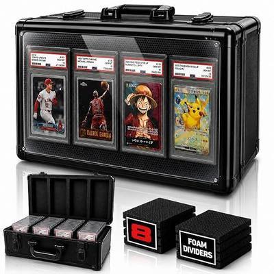 4-Row Graded Card Storage Box with Acrylic Window for PSA and BGS Display | Durable graded card case with 8 foam inserts for PSA and BGS display, fits GMA, HGA, NGS, SGC, CSG, and up to 640 top loaders