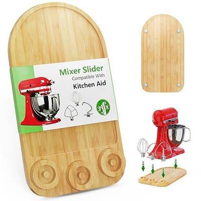 2-in-1 Mixer Sliding Mat with Attachment Storage for KitchenAid Stand Mixer, Bamboo Mixer Slider Pad for KitchenAid 4.5-5 Qt Tilt-Head Mixer, Easy Move & Protect Countertop, Hold 3 Mixer Attachments