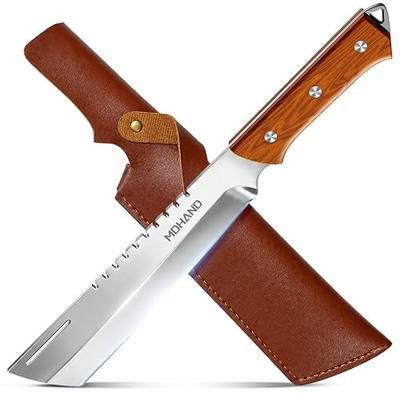 MDHAND Machete with Sheath Heavy Duty for Cutting Trees & Yard Work | Full Tang Camping Machetes with Wood Handle for Bushcraft, Camping, Hunting, Gift for Men Women