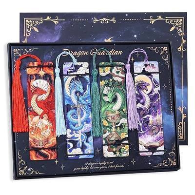 4 Pieces Wooden Dragon Bookmarks for Books, Journals, Planners - Cool Magic Book Markers for Reading Women & Men, Unique Book Marks Gifts for Book Lovers, Reading Accessories for Adults & Kids
