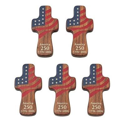 250th Anniversary Wooden Wall Cross – Christian Patriotic Decor Hanging Cross for Home, Prayer & Blessing Gift, American Flag Patriotic Christian Gift