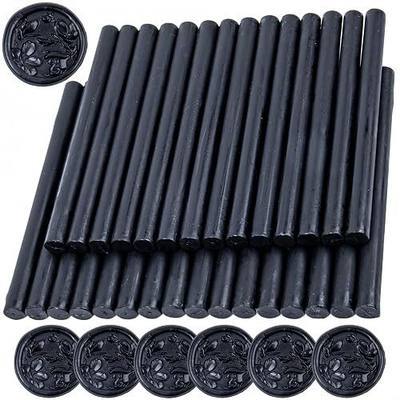 Wax Seal Sticks, 30pcs Sealing Wax Sticks, OUCAISEALING Glue Gun Wax Seal Sticks for Wax Seal Stamp, Great for 0.28'' Glue Gun Used for Wedding Invitations, Letter, (Mini Size) (Black)