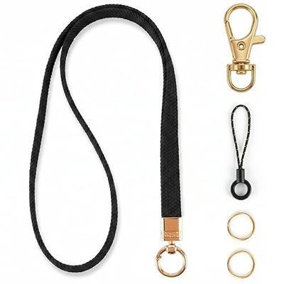 Stretchy Lanyards for ID Badges, Teacher Lanyard for Keys, Long Neck Cute Keychain Lanyard for Women and Men, Black