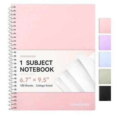 Forvencer Small Subject Notebook, 6.7" x 9.5" Spiral Notebook College Ruled | Perforated Pages, Sturdy Pocket Divider, 80 Sheets, Fights Ink Bleed, Water Resistant Cover, School Supplies