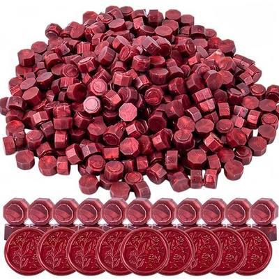Wax Seal Beads Burgundy, 400Pcs Sealing Wax Beads, Octagon Wax Sealing Beads, Sealing Wax Beads Set for Wax Seal Stamp Wedding Invitations Gift Wrapping (Wine Red)