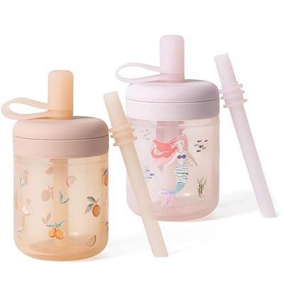 Moonkie Silicone Baby Straw Cup with Lid - Toddler Sippy Cup with Straw & Spill-Resistant Water Cup for Baby-Led Weaning - BPA-Free Dishwasher Safe Training Cup - 6 Months+, 5 oz, 2-Pack