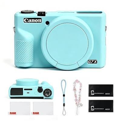 Silicone Case for Canon PowerShot G7 X Mark III Camera, Soft Anti-Slip Rubber Skin with 2X Lens Films, 2X Carrying Straps & Cleaning Kit, Full Protection Cover for Vlogging & Travel (Blue)