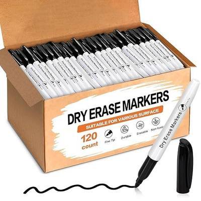 120 Pack Dry Erase Markers Bulk Black Whiteboard Markers Fine Tip Dry Pen | Washable Wipe-Clean Back to School Supplies for Teacher Students Must-have For Classroom Home Office