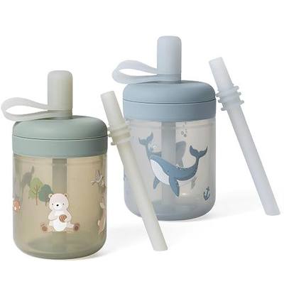 Moonkie Silicone Baby Straw Cup with Lid - Toddler Sippy Cup with Straw & Spill-Resistant Water Cup for Baby-Led Weaning - BPA-Free Dishwasher Safe Training Cup - 6 Months+, 5 oz, 2-Pack