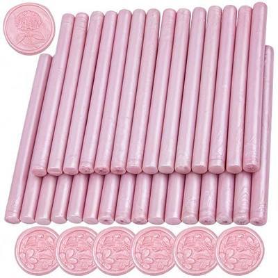 Wax Seal Sticks, 30pcs Sealing Wax Sticks, OUCAISEALING Glue Gun Wax Seal Sticks for Wax Seal Stamp, Great for 0.28'' Glue Gun Used for Wedding Invitations, Letter, (Mini Size) (Pearl Pink)