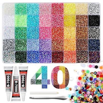 Bedazzling Kit 40 Colors 40000 pcs Resin Rhinestones Set with Pick Up Pen Scoop – DIY Craft Gems for Shoes Clothing Phone Case Nail Art Graduation Cap Decoration