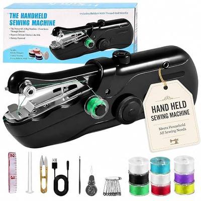 Handheld Sewing Machine for Adults Mini Portable Sewing Machine Beginners | Small Electric Sewing Tool for Quick Hemming Clothing Repairs DIY Projects Pants Denim Fabric and Household Sewing Needs
