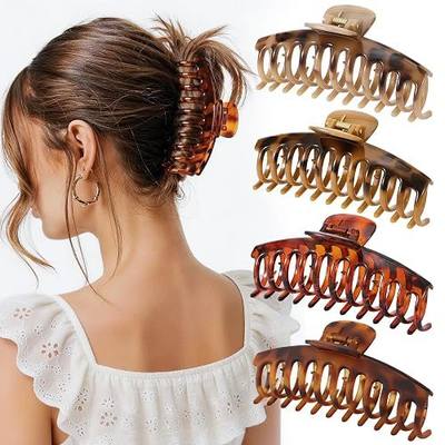4 PCS Extra Large Claw Clips For Thick Hair, 5 Inch Oversized Hair Clips | Tortoise Shell Strong Hold Jaw Clip for Women Girls, Non-Slip Large Jumbo Claw Clip for Long Curly Hair, Ideal Gifts