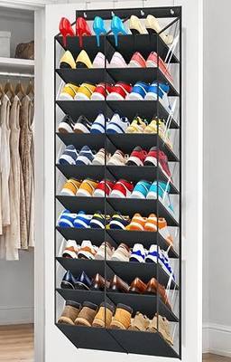 AOODA 30-35 Pairs Clear Over Door Shoe Organizer with Oxford Fabric 10 Tier | Sturdy Hanging Shoe Rack, Large Pockets Shoe Hanger, for Sneakers, Sandals, Tear-resistant, Space Saving, Black