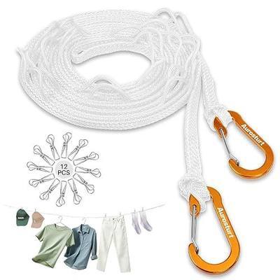 Portable Clothesline for Travel, Windproof Clothing line with Hang Hole | 16.5 FT Laundry Drying Outdoor & Indoor with Clothes Clips for Hotel Room Camping Accessories