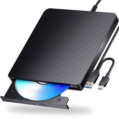 Dainty External Blu ray Drives Player Read/Write Compatible Bluray Burner USB 3.0 / Type-C BD DVD Burner Blu ray Player for pc, Windows 7-11 & Mac(Black)