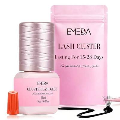 Lash Eyelash Cluster Glue Waterproof - Semi Permanent Glue for Lash Clusters, Waterproof Strong Hold 15-28 Days, 2s Fast Dry, Latex Free Adhesive for DIY Lash Extensions Home Salon Use by EMEDA(01)