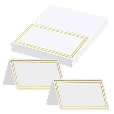 50 Pcs Place Cards, 2"x3.5" Double Gold Foil Border Tent Cards | Wedding, Dinner Party, Banquet, Bridal Shower, Table Name Seating Cards, Sturdy Cardstock Folding Tables